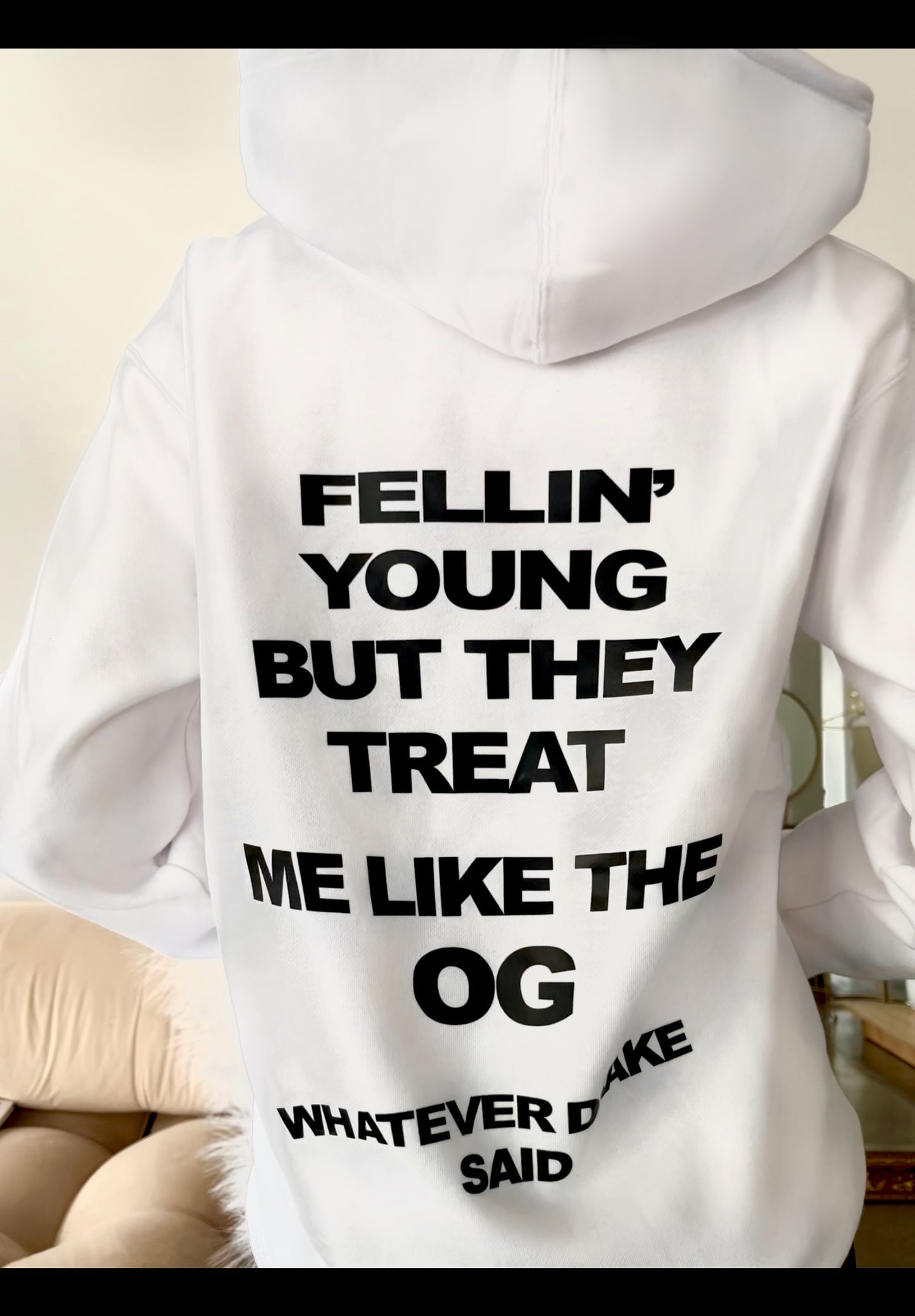 “Feeling Young” Oversized Unisex Hoodie / White