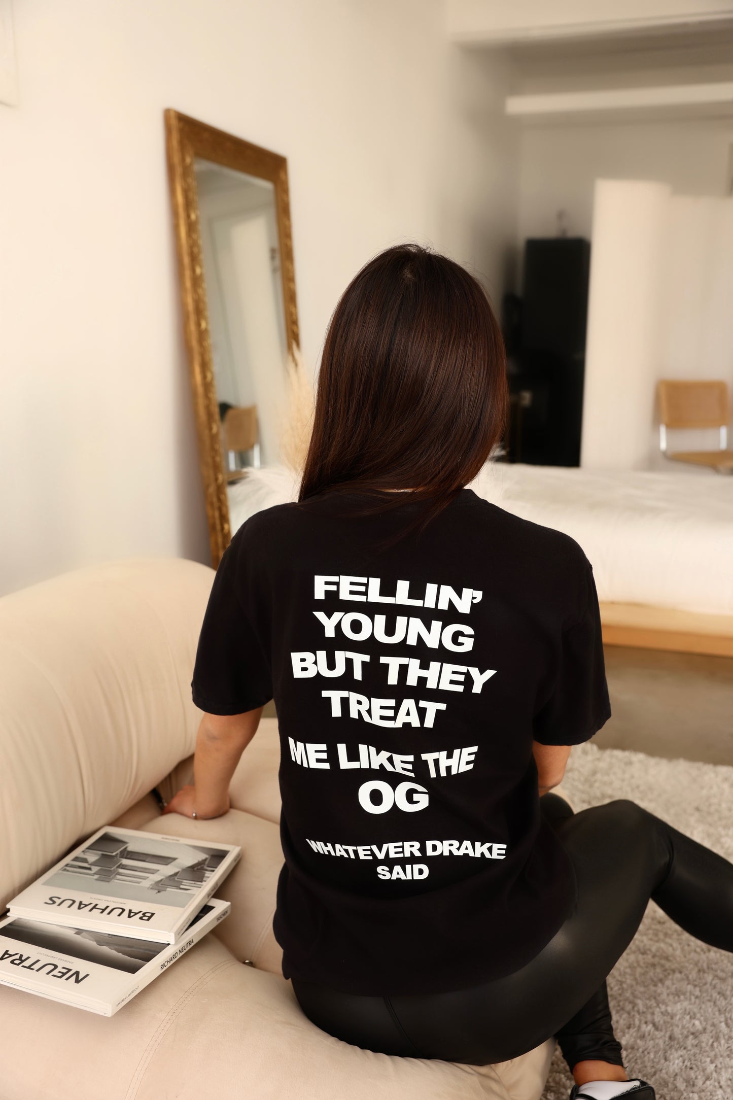 "Feeling Young" Oversized Unisex T- Shirt Black