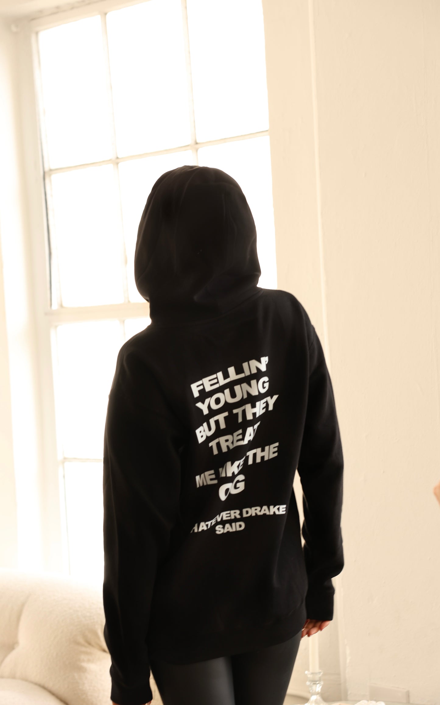 “Feeling Young” Oversized Unisex Hoodie/ Black